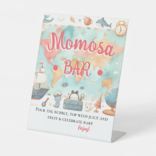 Greatest Adventure Map Girl Baby Shower Mimosa Pedestal Sign