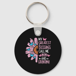 Greatest Blessings Call Me Mom Grandma Mothers Day Keychain