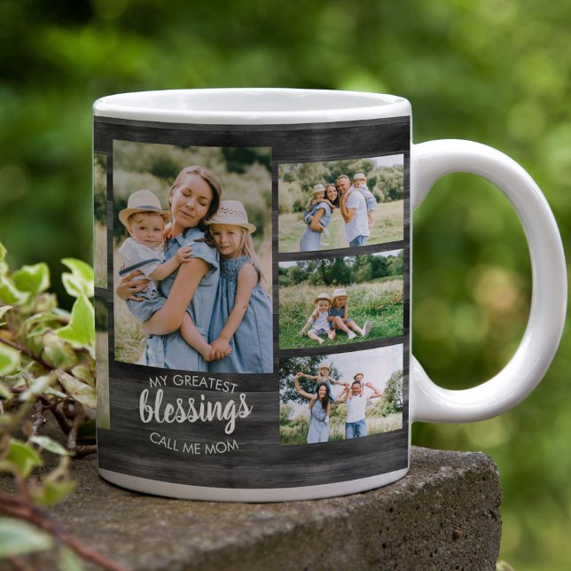 Greatest Blessings Quote 12 Photo Grey Wood Coffee Mug (Creator Uploaded)