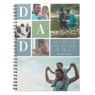 Greatest Dad Colour Block Photo Collage Notebook