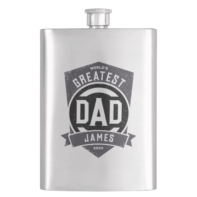 Greatest Dad Ever Modern Father's Day Gift Hip Flask (Front)