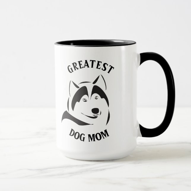 Greatest Dog Mom Black Dog Illustration Mug (Right)