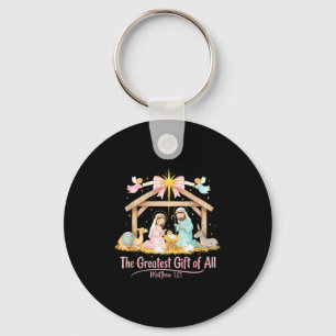 Greatest Gift Of All Matthew 1_21 Coquette Christm Keychain
