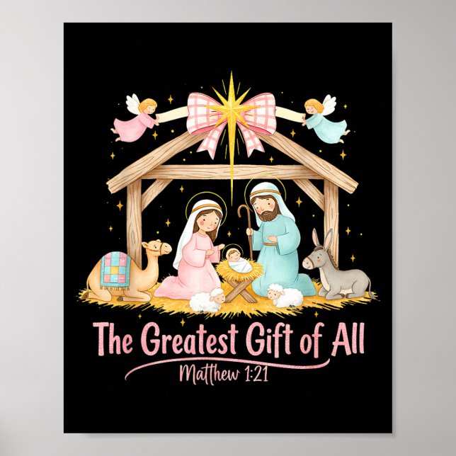 Greatest Gift Of All Matthew 1_21 Coquette Christm Poster (Front)