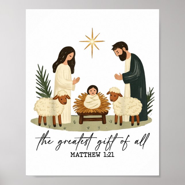 Greatest Gift Of All Nativity Scene Christian Chri Poster (Front)