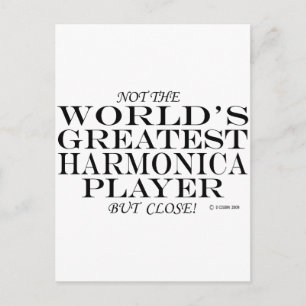 Greatest Harmonica Player Close Postcard