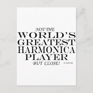 Greatest Harmonica Player Close Postcard