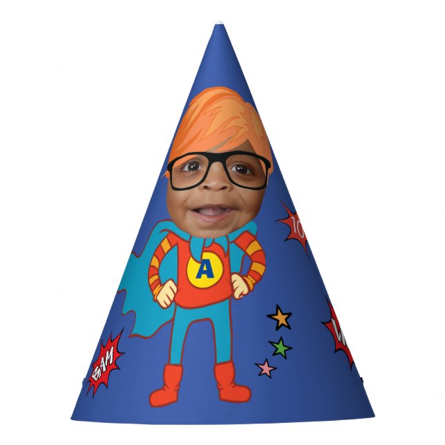 Greatest Kid Superhero Awesome Comic Birthday Party Hat (Front)