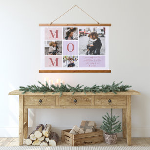 Greatest Mom   Colour Block Photo Collage Hanging Tapestry
