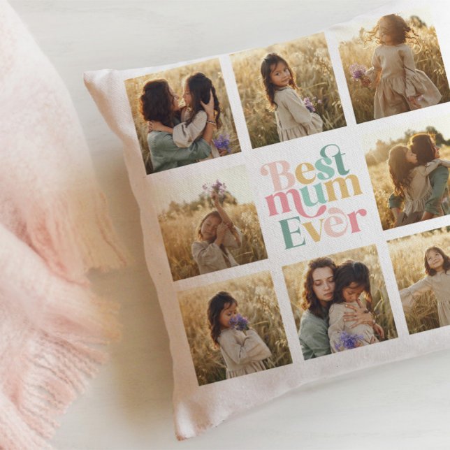 Greatest Mum multi photo colourful elegant stylish Throw Pillow (Creator Uploaded)