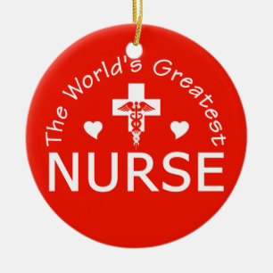 Greatest Nurse ornament, customize Ceramic Ornament