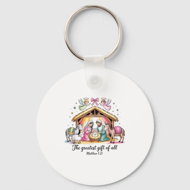 Greatest Of All Nativity Design Festive Apparel  Keychain (Front)