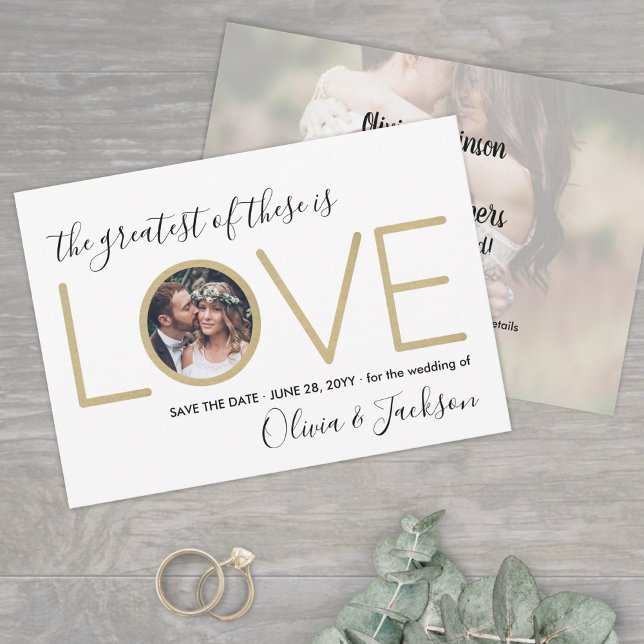 Greatest of These is Love Two Photo Unique Wedding Save The Date (Creator Uploaded)