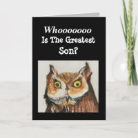 Greatest Son Happy Birthday Owl Brown Black Funny