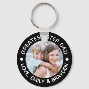 GREATEST STEP DAD Photo Your Colour Personalized Keychain