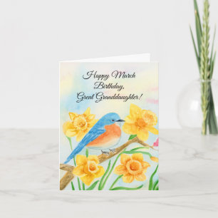 GreatGranddaughter Happy March Birthday Blue Bird  Card