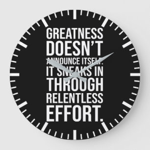 Greatness - Success Hustle Motivational Large Clock