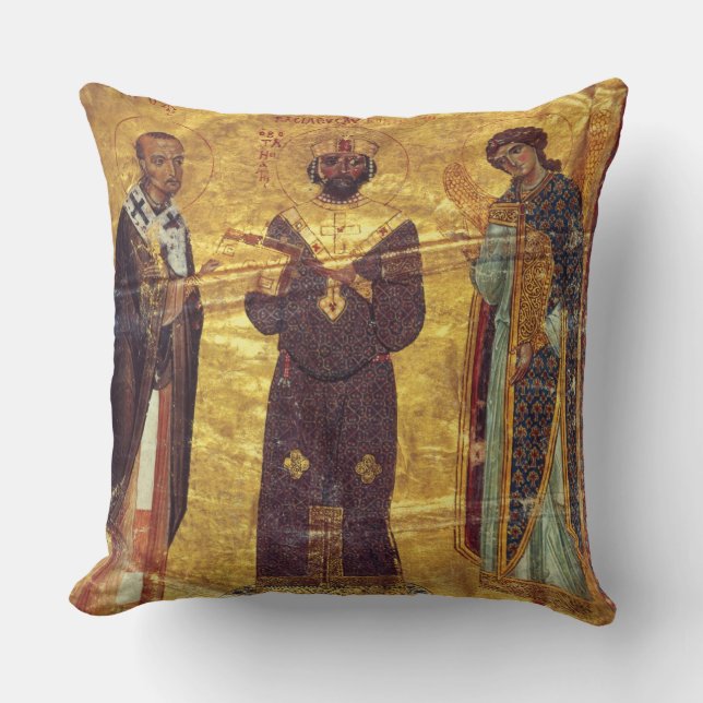 Grec Coisl 79 f.2v Emperor Nicephorus III Botaniat Throw Pillow (Front)