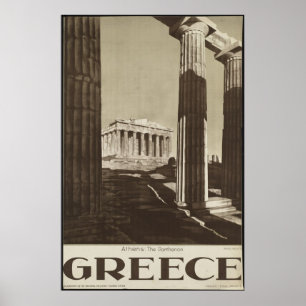 Grèce Athènes Poster Vintage voyage Ad Retro