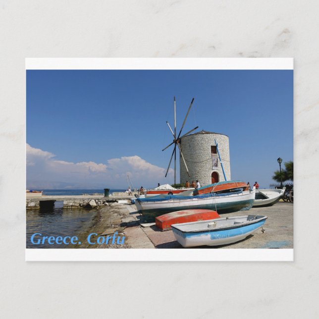 Grèce, Corfou, Vieux moulin à vent, Carte postale (Devant)
