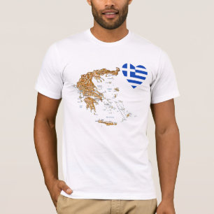 Grèce Drapeau Coeur et carte T-shirt