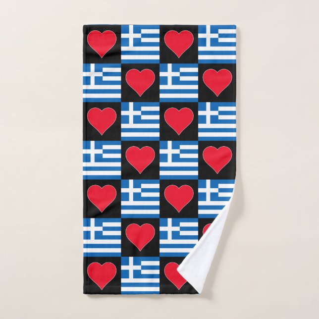 Grèce Drapeau et coeur Motif Fun Greek Pride (Serviette à main)