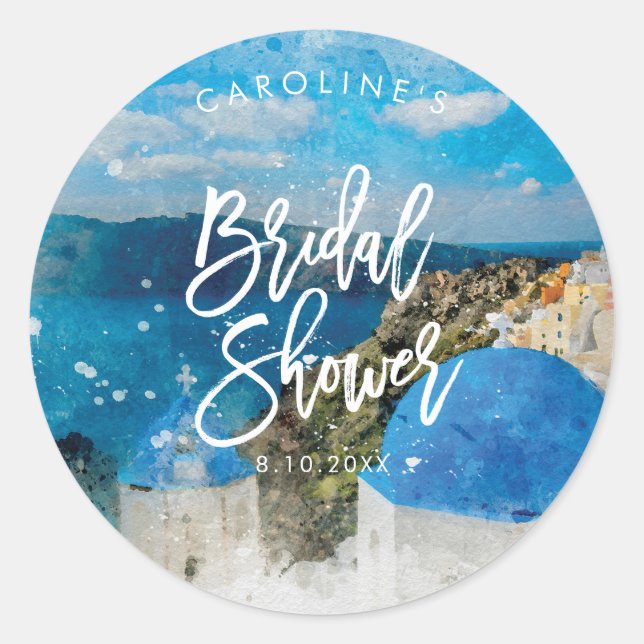 Grèce santorini aquarelle nuptiale autocollant dou (Devant)