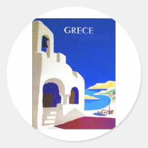 grece vintage classic round sticker