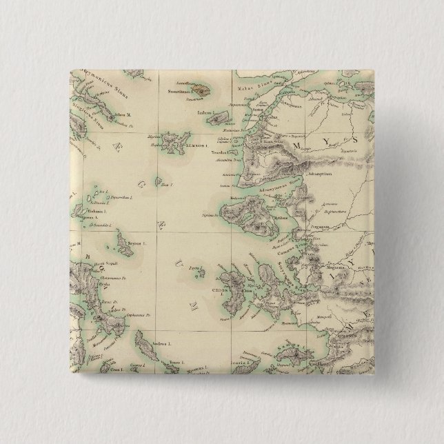 Grecian Archipelago, ancient 2 Inch Square Button (Front)