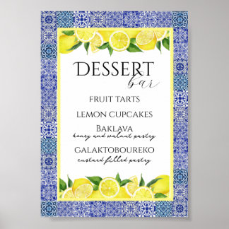 Grecian Blue and Lemon Dessert Bar Poster