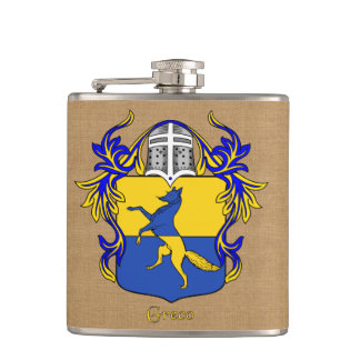 Greco Heraldic Shield with Helm and Mantle Hip Flask