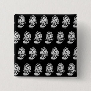 Greco Roman Bust 2 Inch Square Button