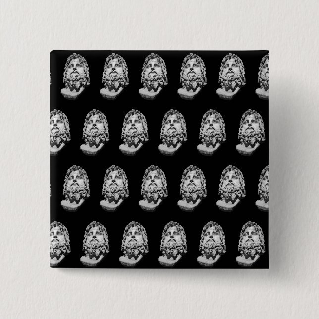 Greco Roman Bust 2 Inch Square Button (Front)