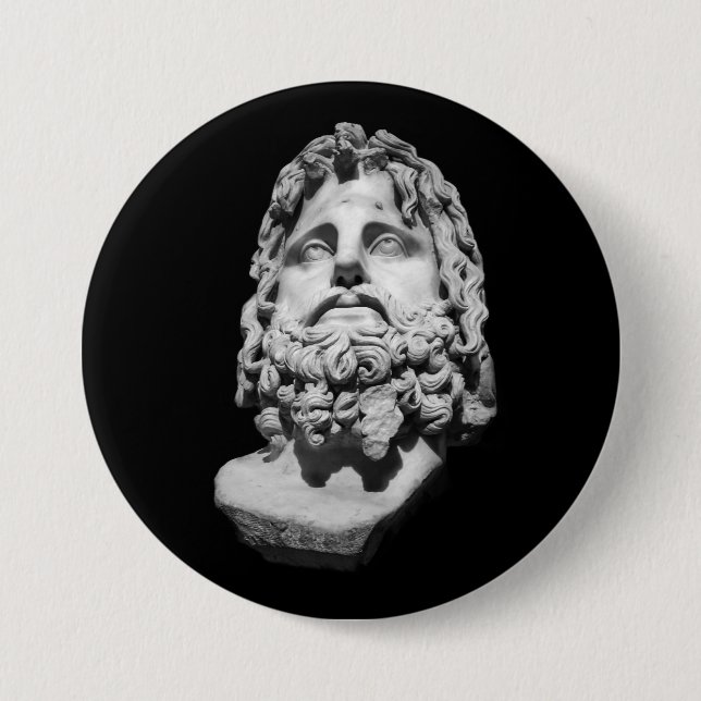Greco Roman Bust 3 Inch Round Button (Front)