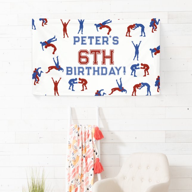 Greco Roman Freestyle Wrestling Kids Birthday Banner (Insitu)
