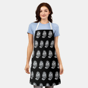 Greco Roman Marble Bust Classical Black and White Apron