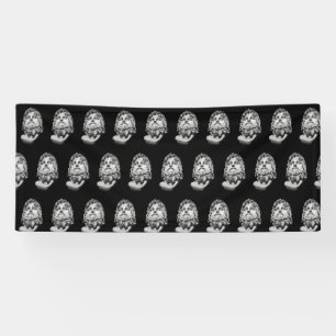 Greco Roman Marble Bust Classical Black and White Banner