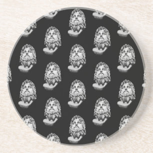 Greco Roman Marble Bust Classical Black and White Coaster