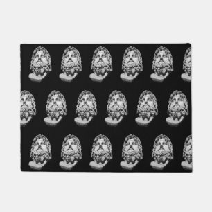 Greco Roman Marble Bust Classical Black and White  Doormat