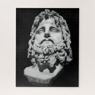 Greco Roman Marble Bust Classical Black and White Jigsaw Puzzle