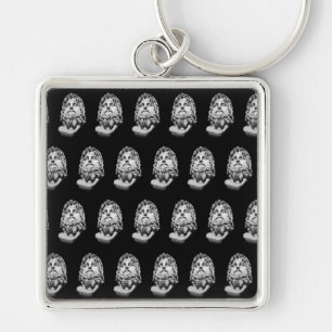 Greco Roman Marble Bust Classical Black and White Keychain