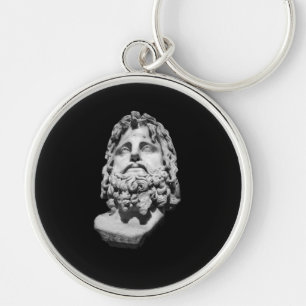 Greco Roman Marble Bust Classical Black and White Keychain