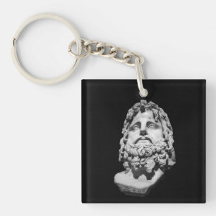 Greco Roman Marble Bust Classical Black and White Keychain
