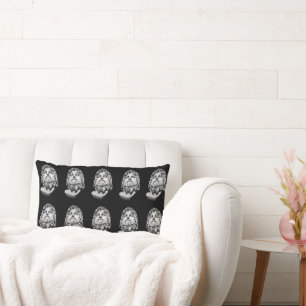 Greco Roman Marble Bust Classical Black and White Lumbar Pillow