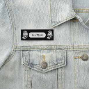 Greco Roman Marble Bust Classical Black and White Name Tag
