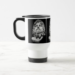Greco Roman Marble Bust Classical Black and White Travel Mug