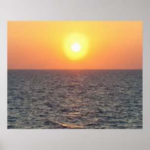 Greece, Aegean Sea horizon at sunset Poster