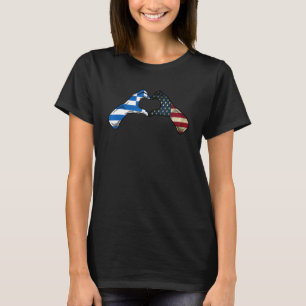 Greece American USA Flag USA Greek Heart T-Shirt