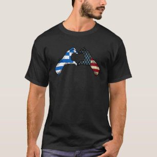 Greece American USA Flag USA Greek Heart T-Shirt
