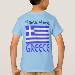 Greece and Greek Flag Blue Personalization Boys T-Shirt